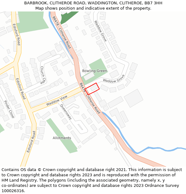 BARBROOK, CLITHEROE ROAD, WADDINGTON, CLITHEROE, BB7 3HH: Location map and indicative extent of plot
