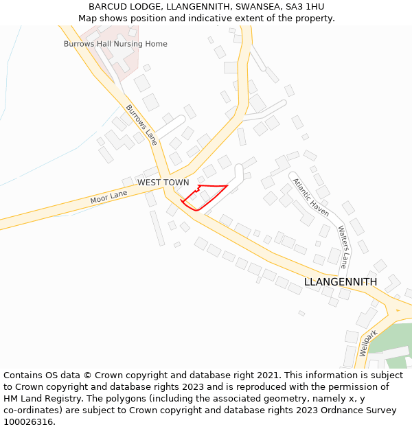 BARCUD LODGE, LLANGENNITH, SWANSEA, SA3 1HU: Location map and indicative extent of plot