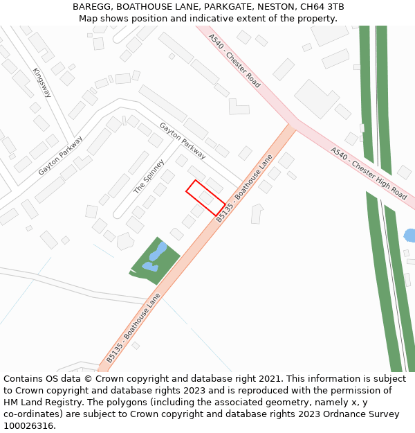 BAREGG, BOATHOUSE LANE, PARKGATE, NESTON, CH64 3TB: Location map and indicative extent of plot