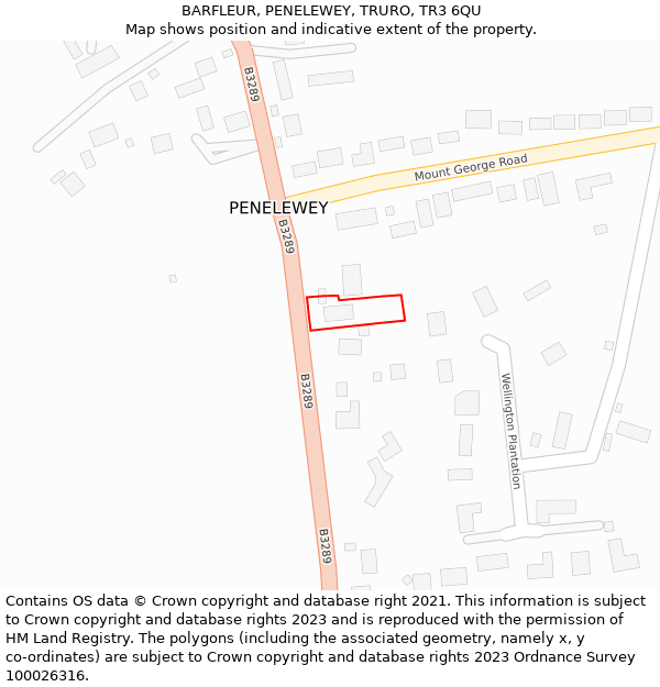 BARFLEUR, PENELEWEY, TRURO, TR3 6QU: Location map and indicative extent of plot