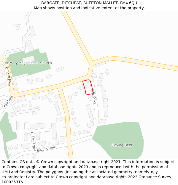 BARGATE, DITCHEAT, SHEPTON MALLET, BA4 6QU: Location map and indicative extent of plot
