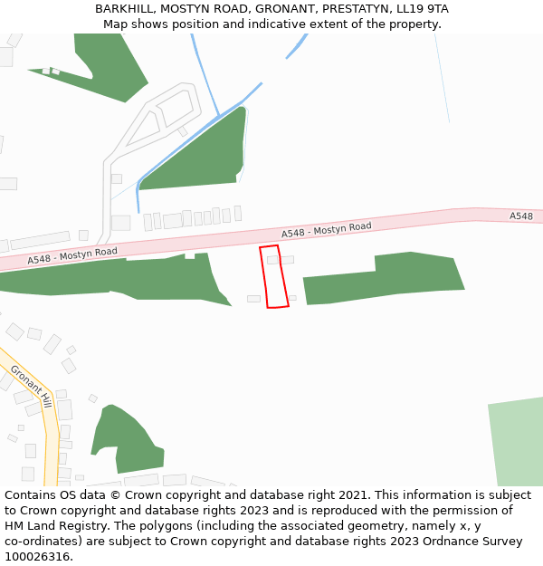 BARKHILL, MOSTYN ROAD, GRONANT, PRESTATYN, LL19 9TA: Location map and indicative extent of plot