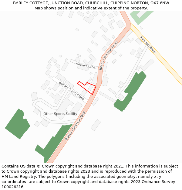 BARLEY COTTAGE, JUNCTION ROAD, CHURCHILL, CHIPPING NORTON, OX7 6NW: Location map and indicative extent of plot