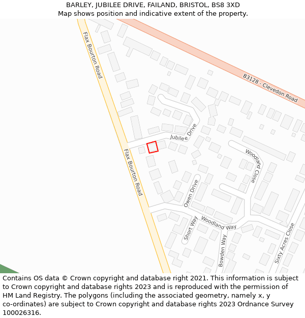 BARLEY, JUBILEE DRIVE, FAILAND, BRISTOL, BS8 3XD: Location map and indicative extent of plot