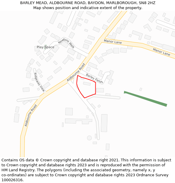 BARLEY MEAD, ALDBOURNE ROAD, BAYDON, MARLBOROUGH, SN8 2HZ: Location map and indicative extent of plot