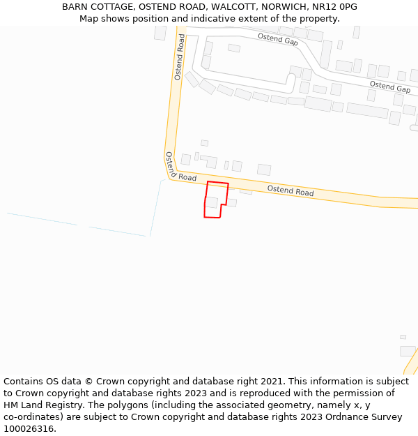 BARN COTTAGE, OSTEND ROAD, WALCOTT, NORWICH, NR12 0PG: Location map and indicative extent of plot