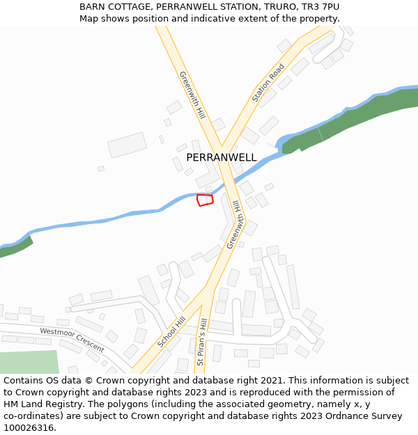 BARN COTTAGE, PERRANWELL STATION, TRURO, TR3 7PU: Location map and indicative extent of plot