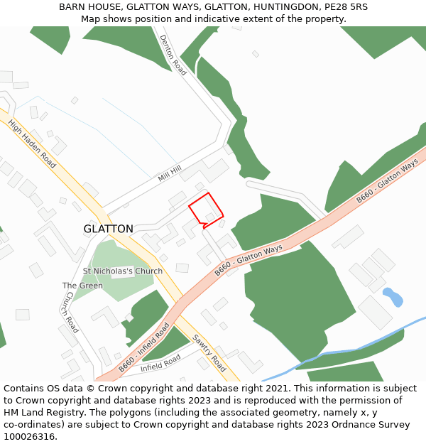 BARN HOUSE, GLATTON WAYS, GLATTON, HUNTINGDON, PE28 5RS: Location map and indicative extent of plot