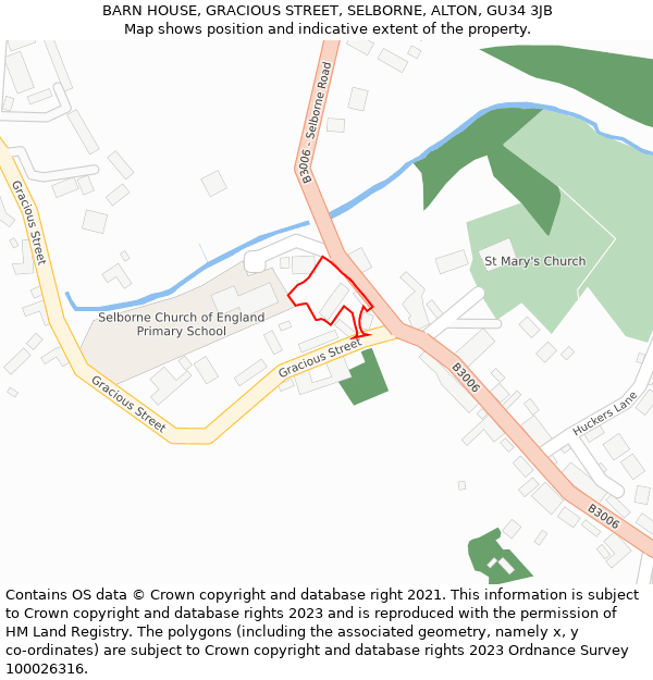 BARN HOUSE, GRACIOUS STREET, SELBORNE, ALTON, GU34 3JB: Location map and indicative extent of plot