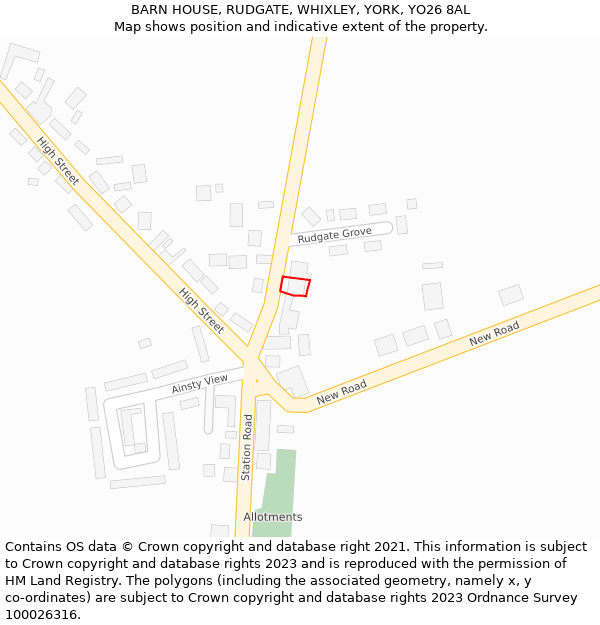 BARN HOUSE, RUDGATE, WHIXLEY, YORK, YO26 8AL: Location map and indicative extent of plot