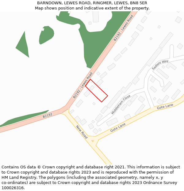 BARNDOWN, LEWES ROAD, RINGMER, LEWES, BN8 5ER: Location map and indicative extent of plot