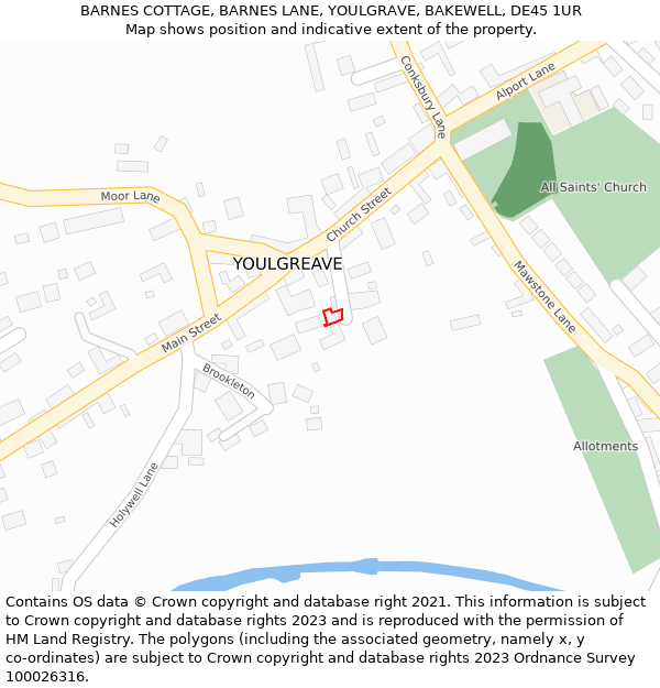 BARNES COTTAGE, BARNES LANE, YOULGRAVE, BAKEWELL, DE45 1UR: Location map and indicative extent of plot
