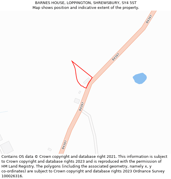 BARNES HOUSE, LOPPINGTON, SHREWSBURY, SY4 5ST: Location map and indicative extent of plot