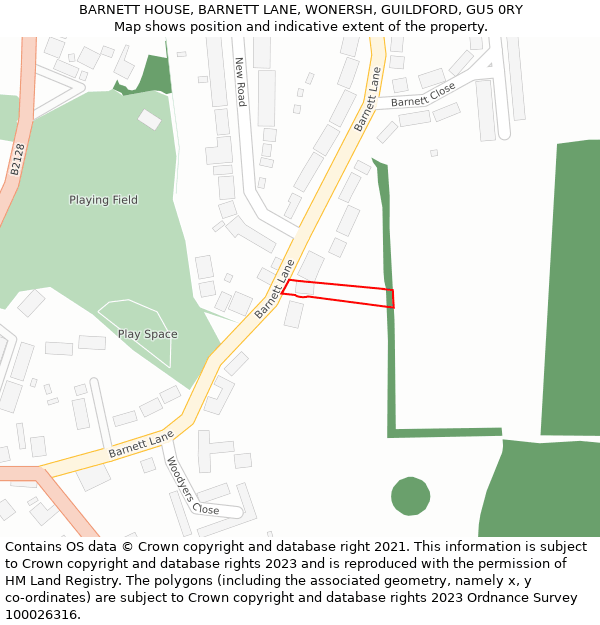 BARNETT HOUSE, BARNETT LANE, WONERSH, GUILDFORD, GU5 0RY: Location map and indicative extent of plot