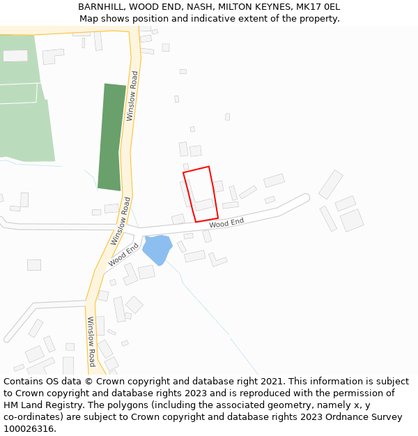 BARNHILL, WOOD END, NASH, MILTON KEYNES, MK17 0EL: Location map and indicative extent of plot