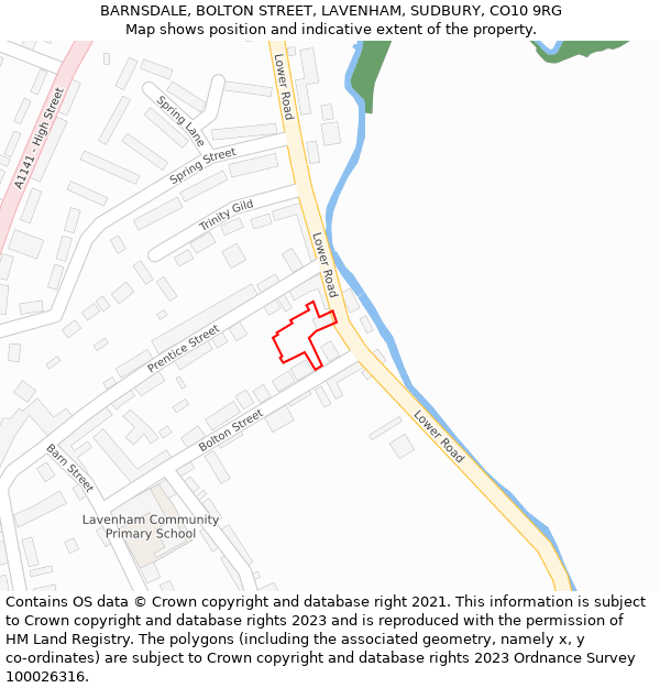 BARNSDALE, BOLTON STREET, LAVENHAM, SUDBURY, CO10 9RG: Location map and indicative extent of plot