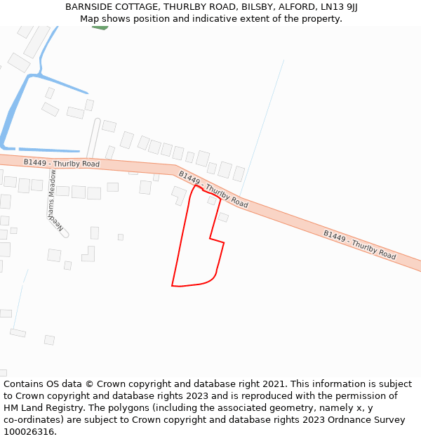 BARNSIDE COTTAGE, THURLBY ROAD, BILSBY, ALFORD, LN13 9JJ: Location map and indicative extent of plot