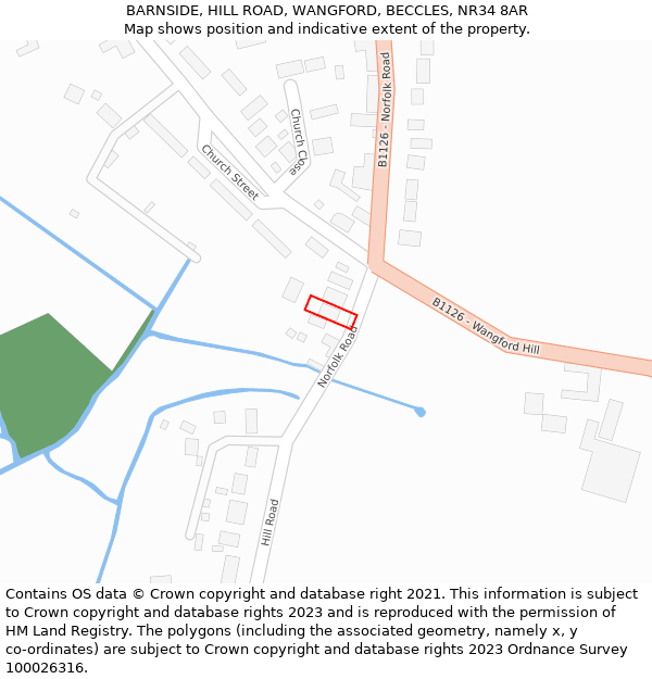 BARNSIDE, HILL ROAD, WANGFORD, BECCLES, NR34 8AR: Location map and indicative extent of plot