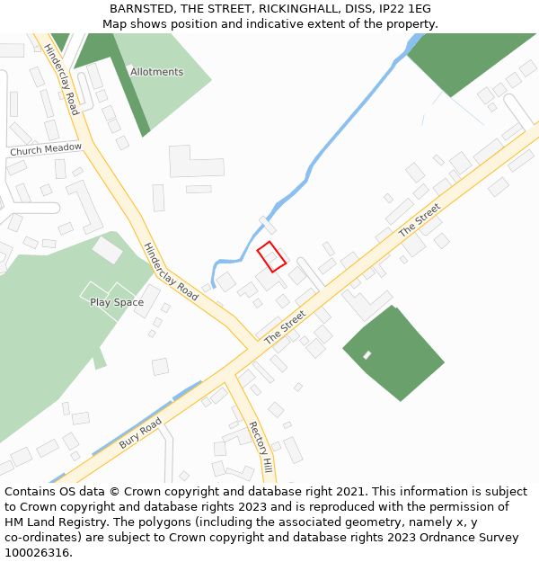 BARNSTED, THE STREET, RICKINGHALL, DISS, IP22 1EG: Location map and indicative extent of plot