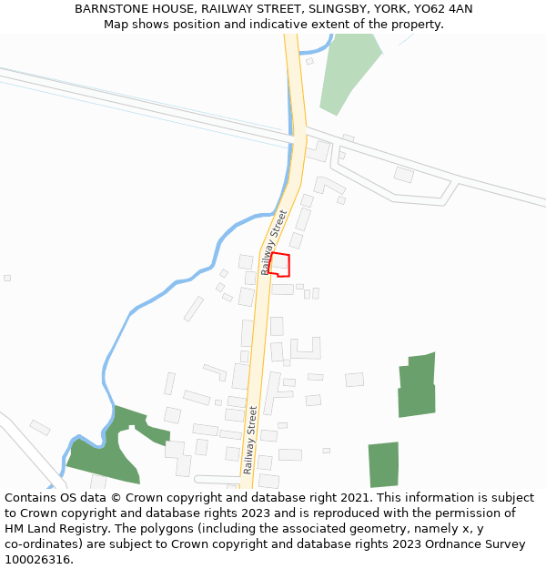 BARNSTONE HOUSE, RAILWAY STREET, SLINGSBY, YORK, YO62 4AN: Location map and indicative extent of plot