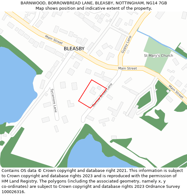 BARNWOOD, BORROWBREAD LANE, BLEASBY, NOTTINGHAM, NG14 7GB: Location map and indicative extent of plot