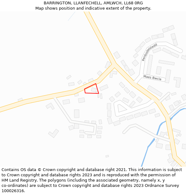 BARRINGTON, LLANFECHELL, AMLWCH, LL68 0RG: Location map and indicative extent of plot