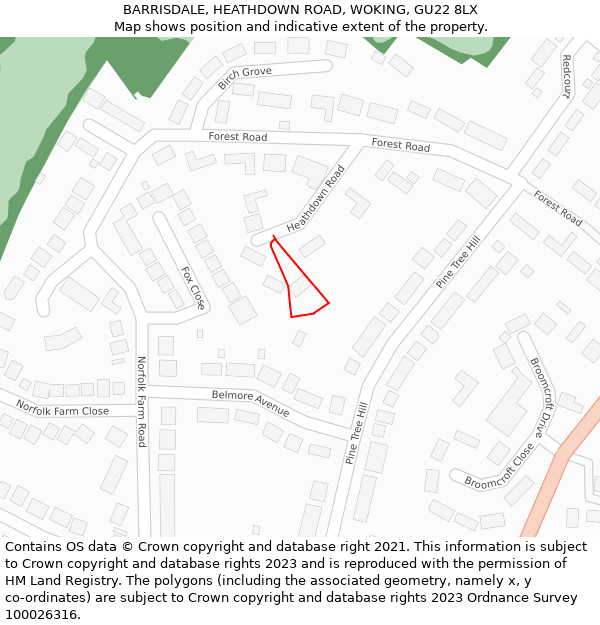 BARRISDALE, HEATHDOWN ROAD, WOKING, GU22 8LX: Location map and indicative extent of plot