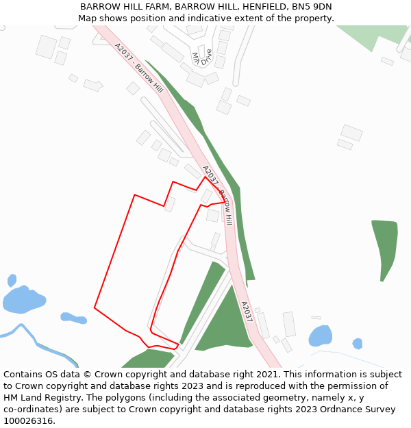 BARROW HILL FARM, BARROW HILL, HENFIELD, BN5 9DN: Location map and indicative extent of plot
