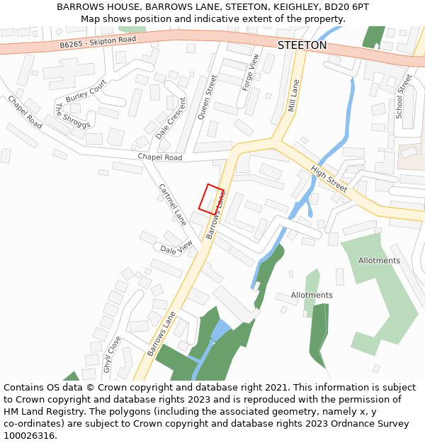 BARROWS HOUSE, BARROWS LANE, STEETON, KEIGHLEY, BD20 6PT: Location map and indicative extent of plot