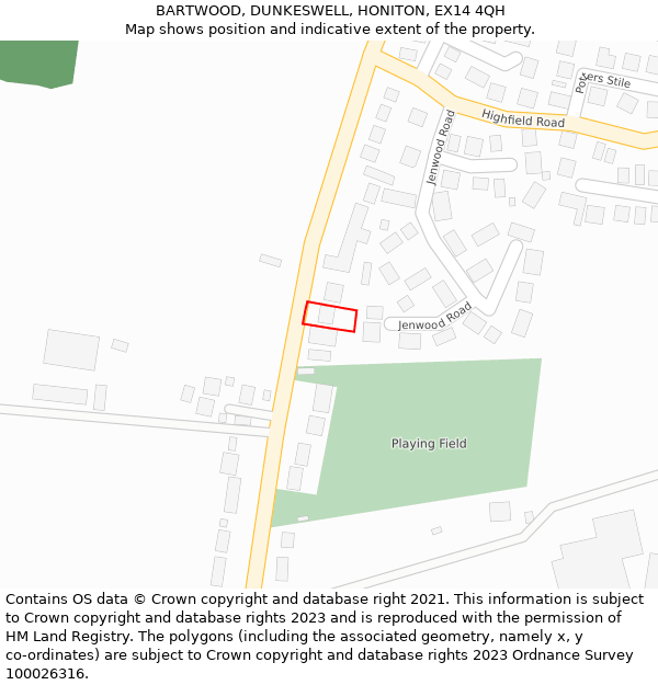 BARTWOOD, DUNKESWELL, HONITON, EX14 4QH: Location map and indicative extent of plot