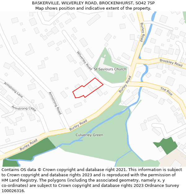 BASKERVILLE, WILVERLEY ROAD, BROCKENHURST, SO42 7SP: Location map and indicative extent of plot