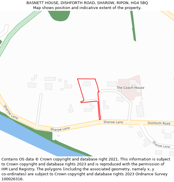 BASNETT HOUSE, DISHFORTH ROAD, SHAROW, RIPON, HG4 5BQ: Location map and indicative extent of plot