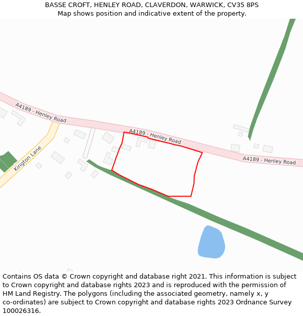 BASSE CROFT, HENLEY ROAD, CLAVERDON, WARWICK, CV35 8PS: Location map and indicative extent of plot
