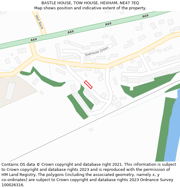 BASTLE HOUSE, TOW HOUSE, HEXHAM, NE47 7EQ: Location map and indicative extent of plot