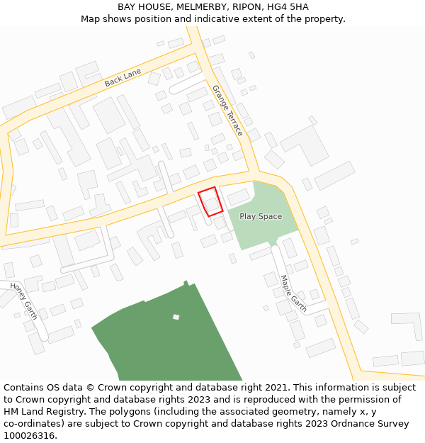 BAY HOUSE, MELMERBY, RIPON, HG4 5HA: Location map and indicative extent of plot