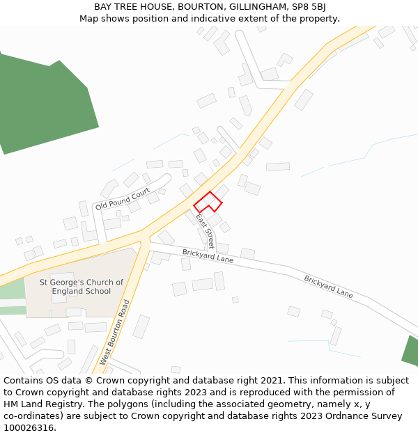 BAY TREE HOUSE, BOURTON, GILLINGHAM, SP8 5BJ: Location map and indicative extent of plot