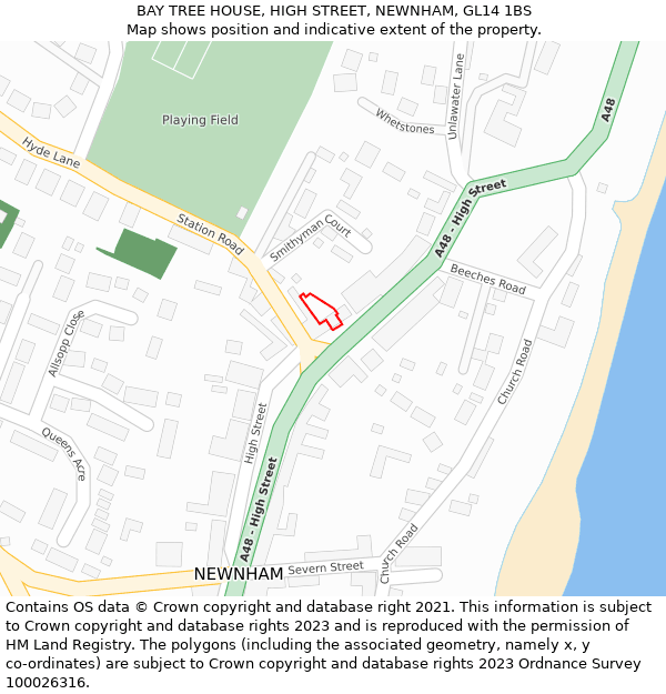 BAY TREE HOUSE, HIGH STREET, NEWNHAM, GL14 1BS: Location map and indicative extent of plot