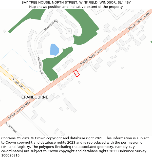 BAY TREE HOUSE, NORTH STREET, WINKFIELD, WINDSOR, SL4 4SY: Location map and indicative extent of plot