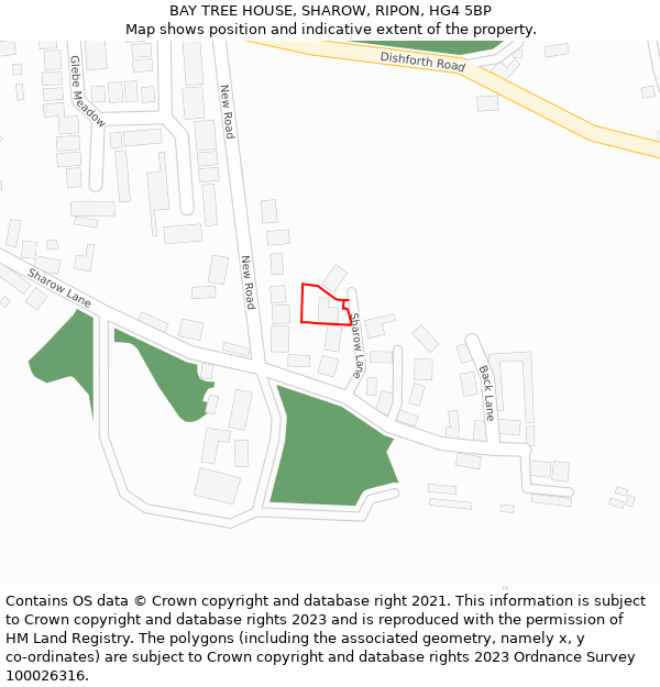 BAY TREE HOUSE, SHAROW, RIPON, HG4 5BP: Location map and indicative extent of plot