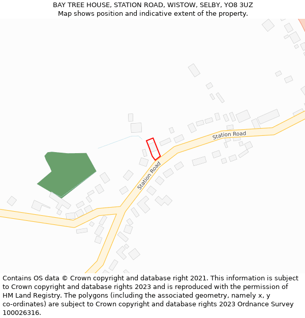 BAY TREE HOUSE, STATION ROAD, WISTOW, SELBY, YO8 3UZ: Location map and indicative extent of plot
