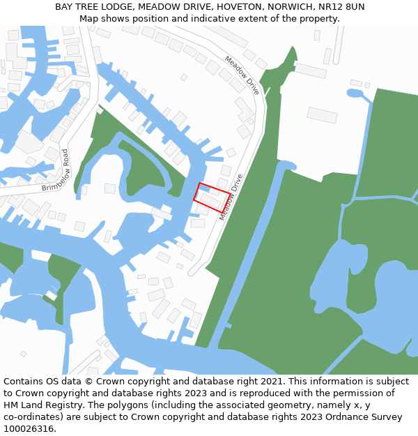 BAY TREE LODGE, MEADOW DRIVE, HOVETON, NORWICH, NR12 8UN: Location map and indicative extent of plot