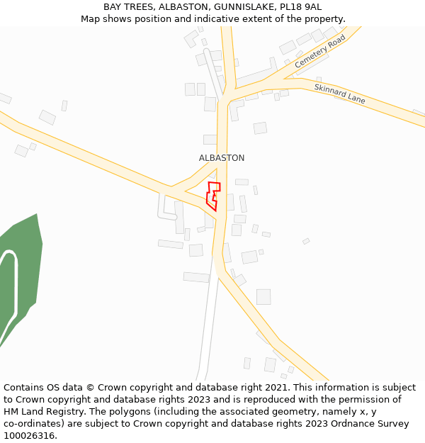 BAY TREES, ALBASTON, GUNNISLAKE, PL18 9AL: Location map and indicative extent of plot