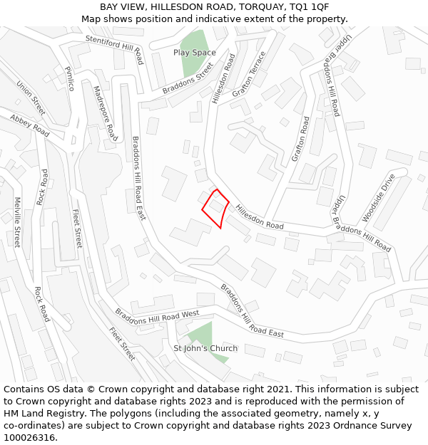 BAY VIEW, HILLESDON ROAD, TORQUAY, TQ1 1QF: Location map and indicative extent of plot