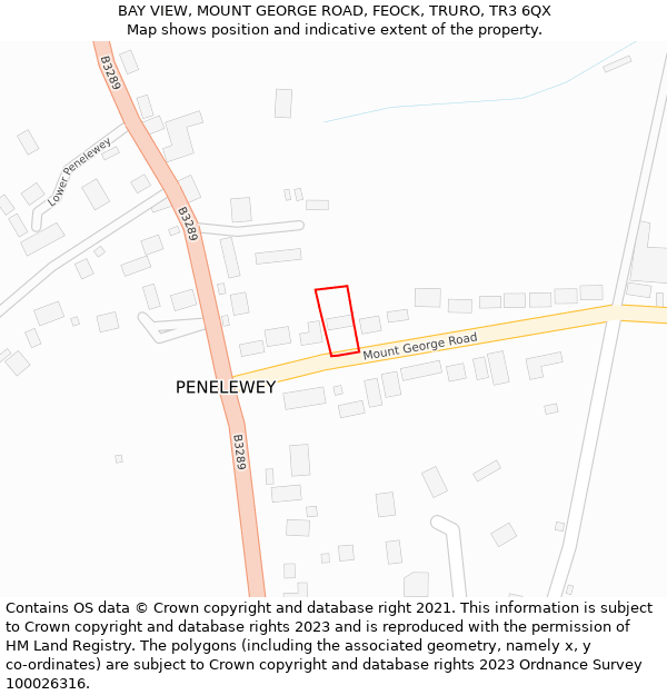 BAY VIEW, MOUNT GEORGE ROAD, FEOCK, TRURO, TR3 6QX: Location map and indicative extent of plot