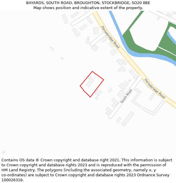 BAYARDS, SOUTH ROAD, BROUGHTON, STOCKBRIDGE, SO20 8BE: Location map and indicative extent of plot