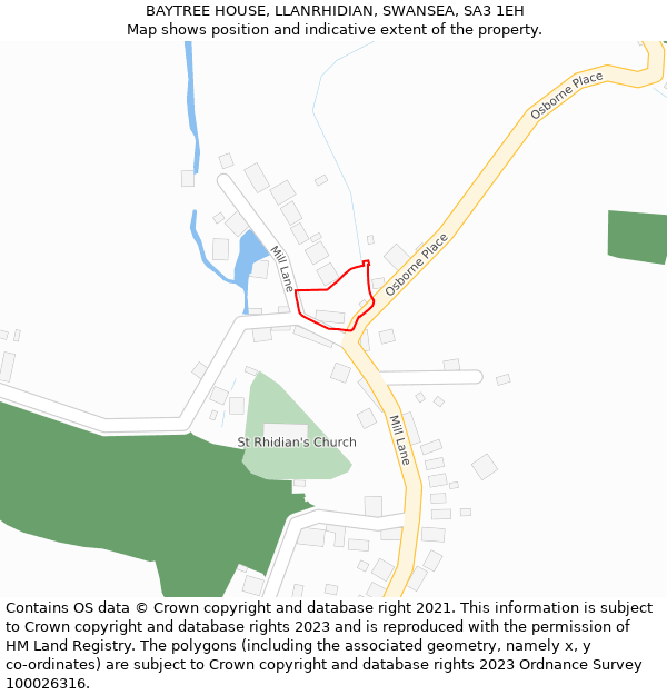 BAYTREE HOUSE, LLANRHIDIAN, SWANSEA, SA3 1EH: Location map and indicative extent of plot
