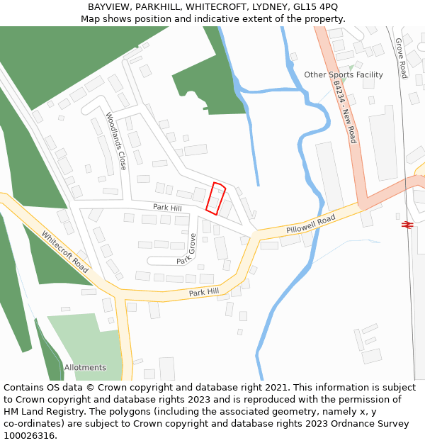 BAYVIEW, PARKHILL, WHITECROFT, LYDNEY, GL15 4PQ: Location map and indicative extent of plot
