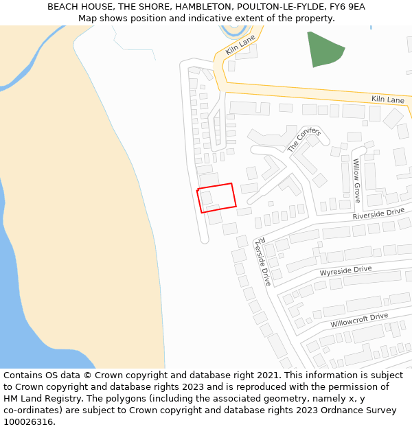 BEACH HOUSE, THE SHORE, HAMBLETON, POULTON-LE-FYLDE, FY6 9EA: Location map and indicative extent of plot