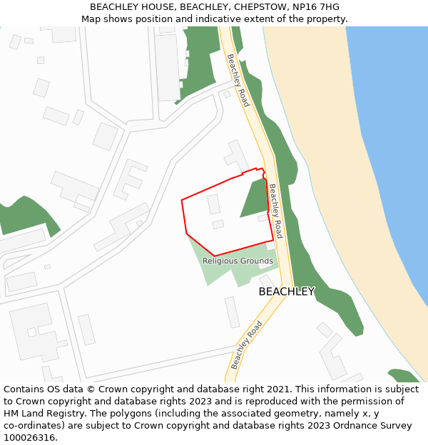 BEACHLEY HOUSE, BEACHLEY, CHEPSTOW, NP16 7HG: Location map and indicative extent of plot