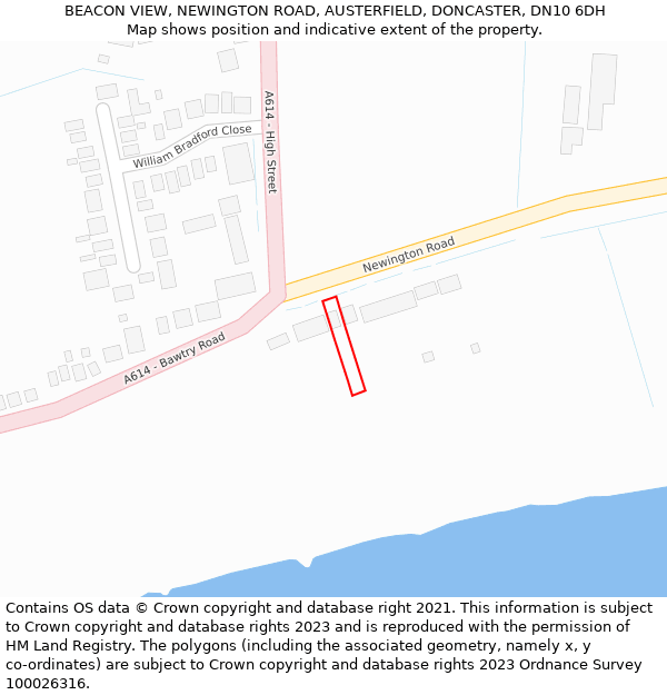 BEACON VIEW, NEWINGTON ROAD, AUSTERFIELD, DONCASTER, DN10 6DH: Location map and indicative extent of plot